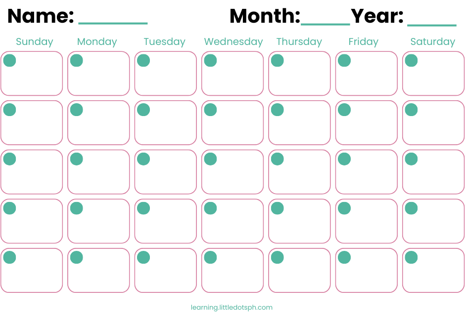 Printable Monthly Calendar