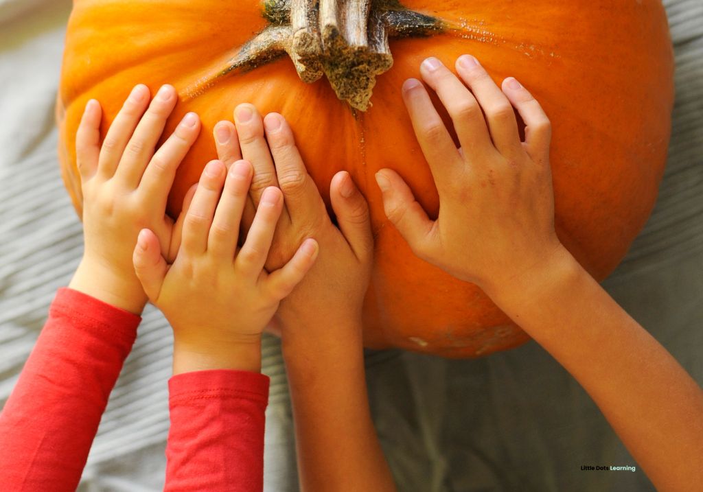 kids and pumpkin little dots learning
